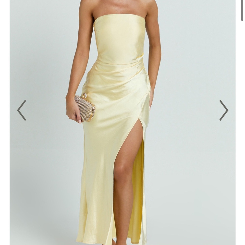 Showpo Yellow Maxi Strapless Slip Dress - NWT